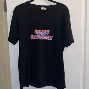 SAINT LAURENT YSL black logo tee